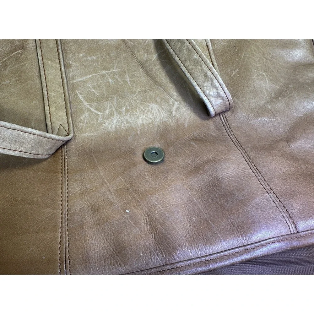 Vintage RENWICK Tan Brown Leather Messenger Bag Shoulder Straps‎